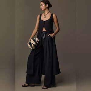 Anthropologie Sleeveless Flyaway Linen Vest